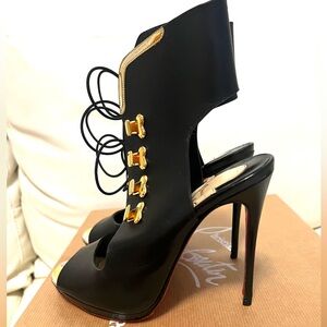 Christian louboutin troubida 120 black gold pumps sandals